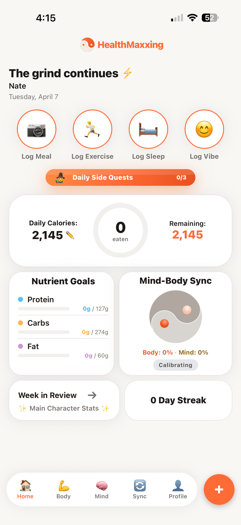 Home dashboard
