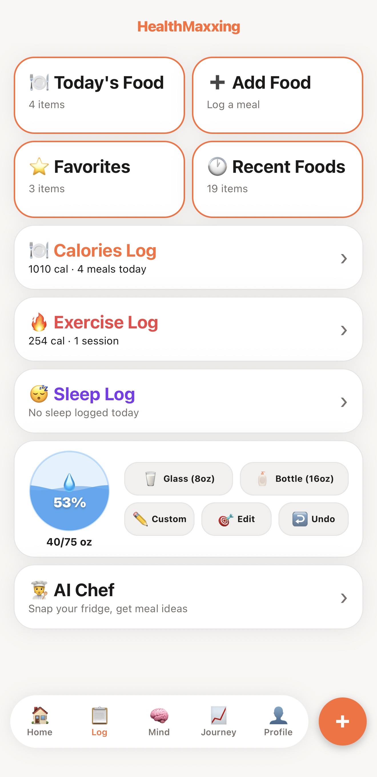 AI food logging screen