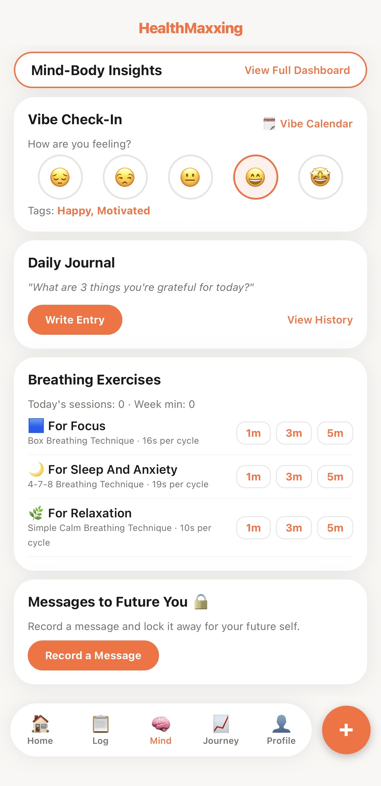 HealthMaxxing app screen